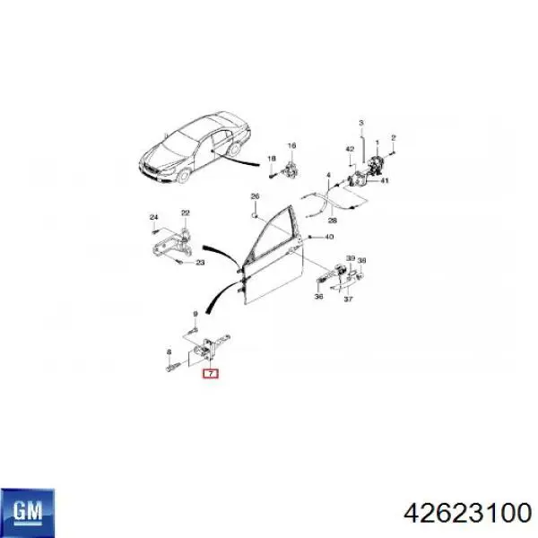 42623100 General Motors Limitador traseiro direito de abertura de porta