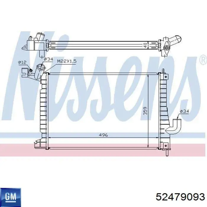 Radiador de esfriamento de motor 52479093 General Motors