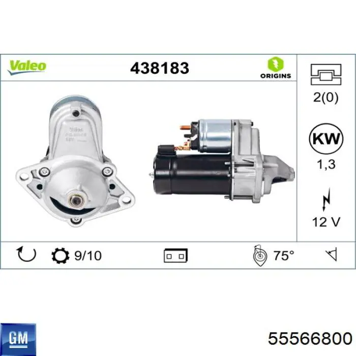 55566800 General Motors Motor de arranco