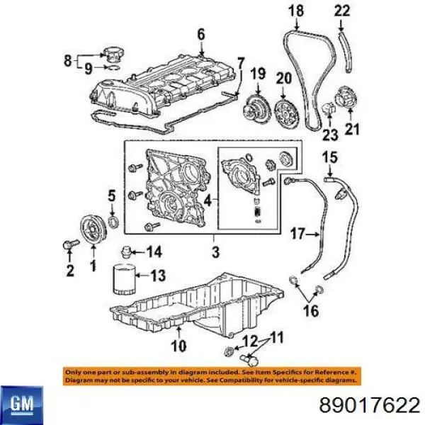 89017622 General Motors Vedação dianteira de cambota de motor