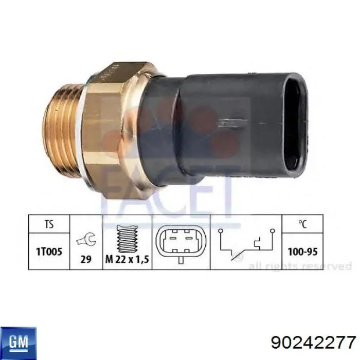 Compre 90242277 General Motors Sensor de temperatura do fluido de esfriamento (de ativação de ventilador do radiador)