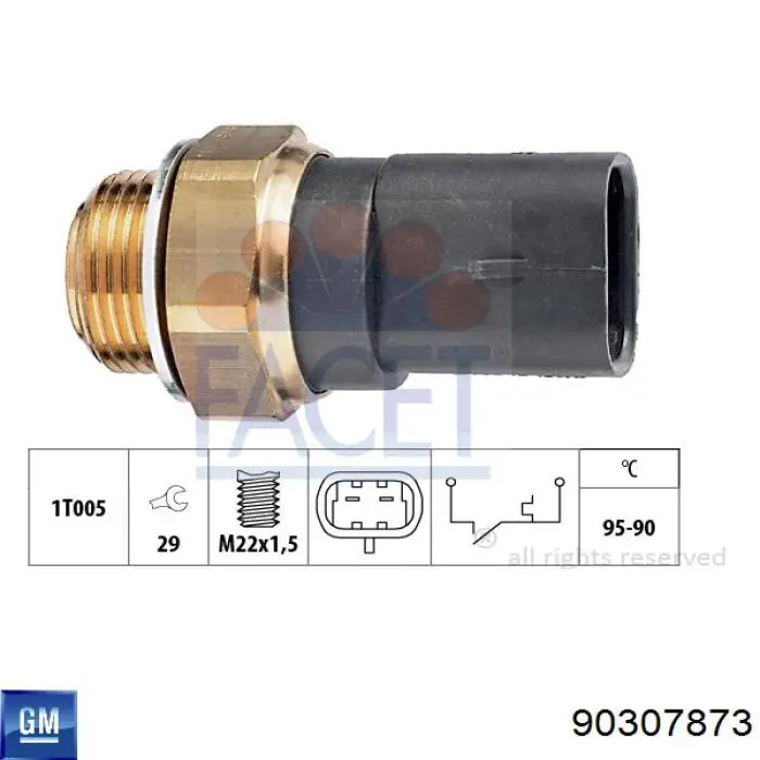Sensor de temperatura do fluido de esfriamento 90307873 General Motors