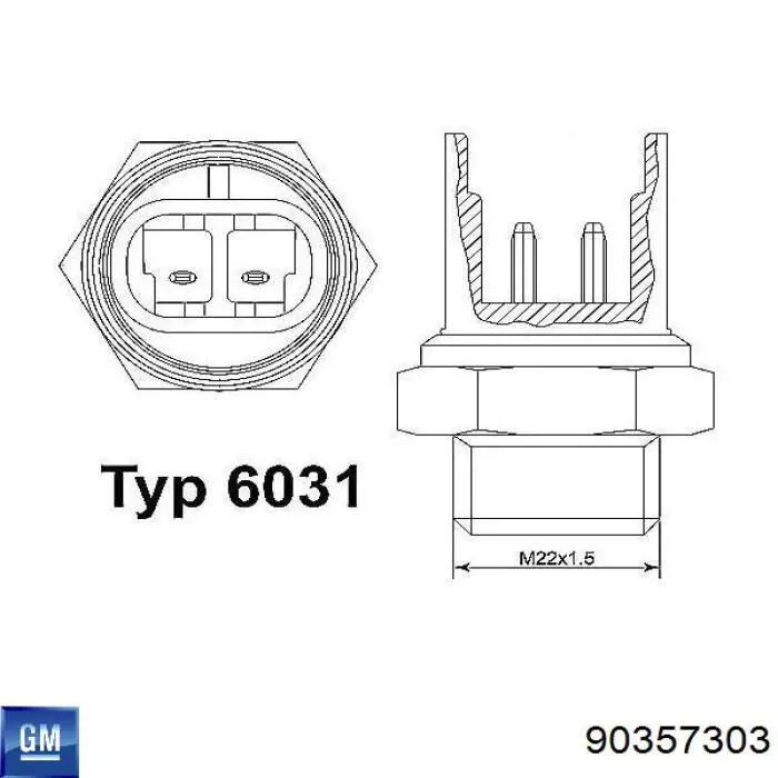 Sensor de temperatura do fluido de esfriamento (de ativação de ventilador do radiador) 90357303 General Motors