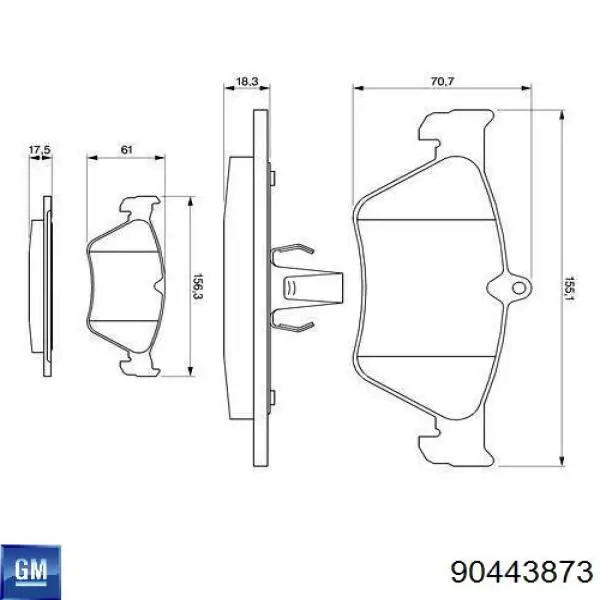 Compre 90443873 General Motors Sapatas do freio dianteiras de disco