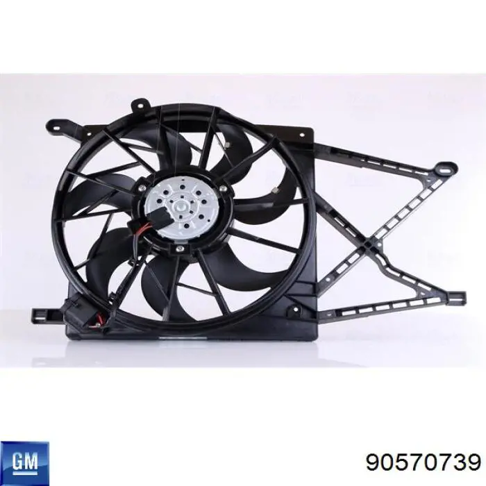 90570739 General Motors Ventilador elétrico de esfriamento montado (motor + roda de aletas)
