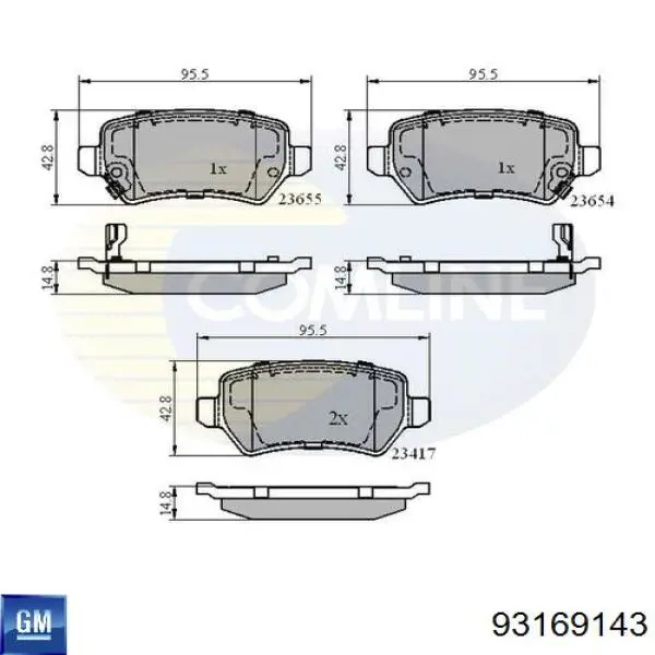 Sapatas do freio traseiras de disco 93169143 General Motors