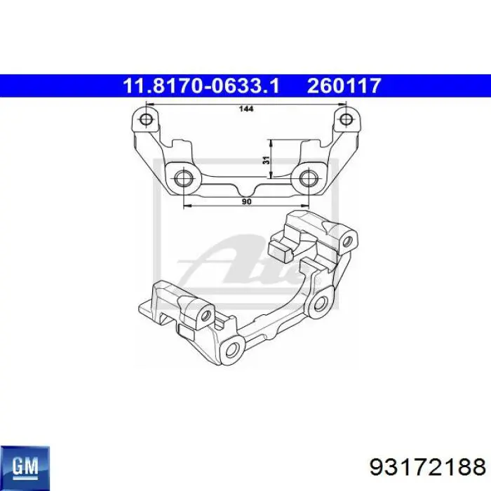 93172188 General Motors Braçadeira do freio de suporte traseiro