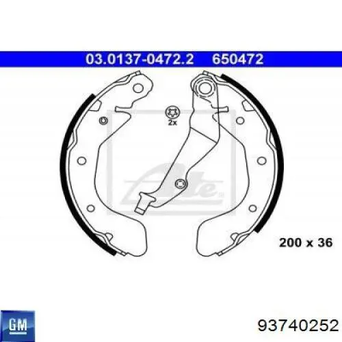 Compre 93740252 General Motors Sapatas do freio traseiras de tambor