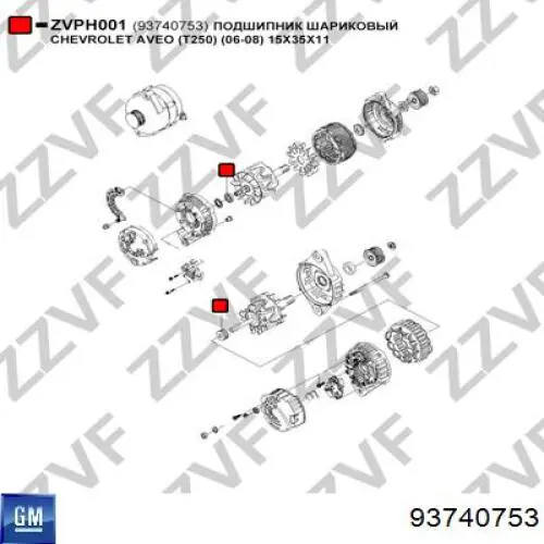 Compre 93740753 General Motors Rolamento do gerador