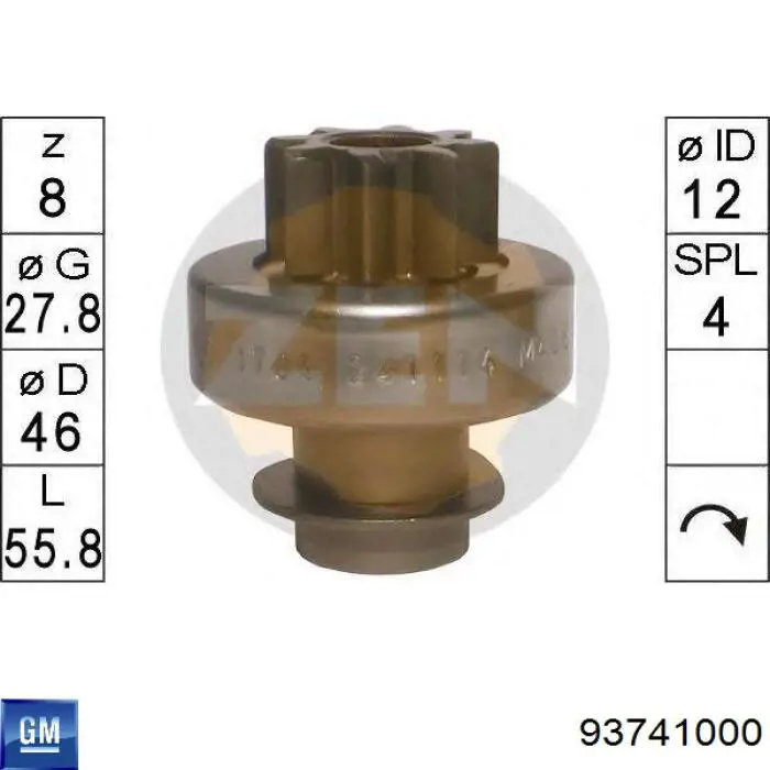 93741000 General Motors Roda-livre do motor de arranco