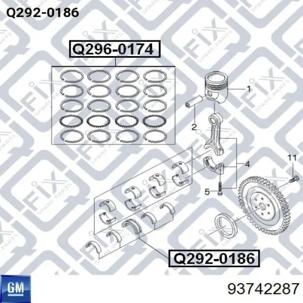 Folhas inseridas principais de cambota, kit, 1ª reparação ( + 0,25) General Motors 93742287 preço, a partir de 36,03 USD