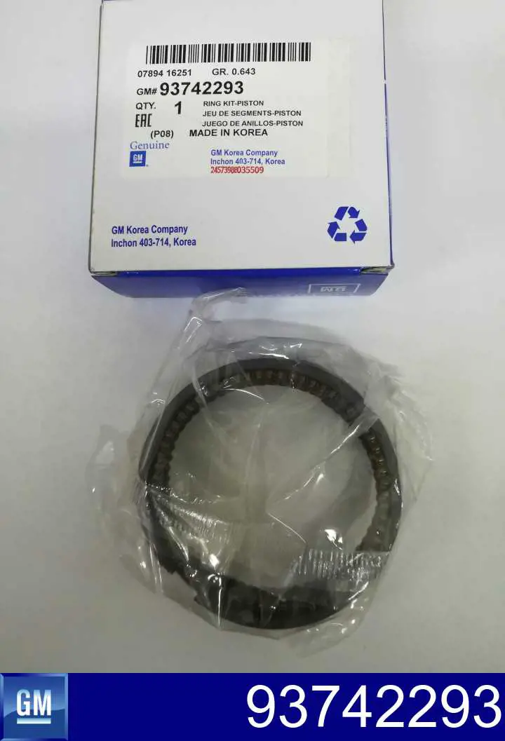 93742293 General Motors Kit de anéis de pistão de motor, STD.