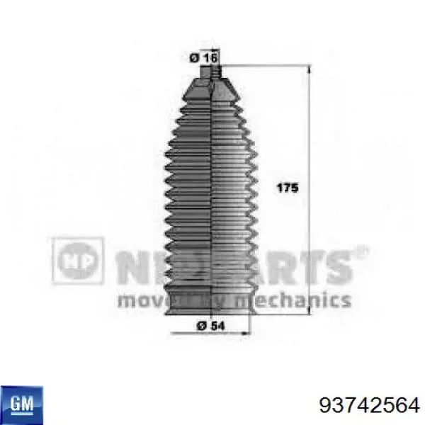 Bota de proteção do mecanismo de direção (de cremalheira) General Motors 93742564 preço, a partir de 25,03 USD