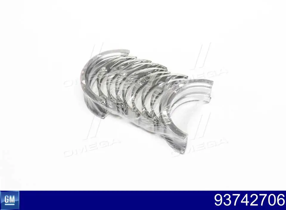 93742706 General Motors Folhas inseridas principais de cambota, kit, 1ª reparação ( + 0,25)