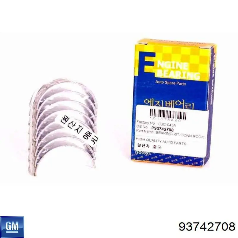 93742708 General Motors Folhas inseridas de cambota de biela, kit, 1ª reparação ( + 0,25)