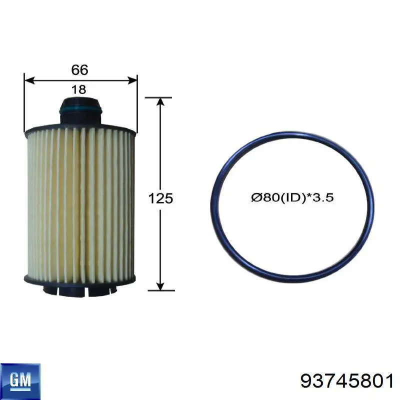 Filtro de óleo 93745801 General Motors