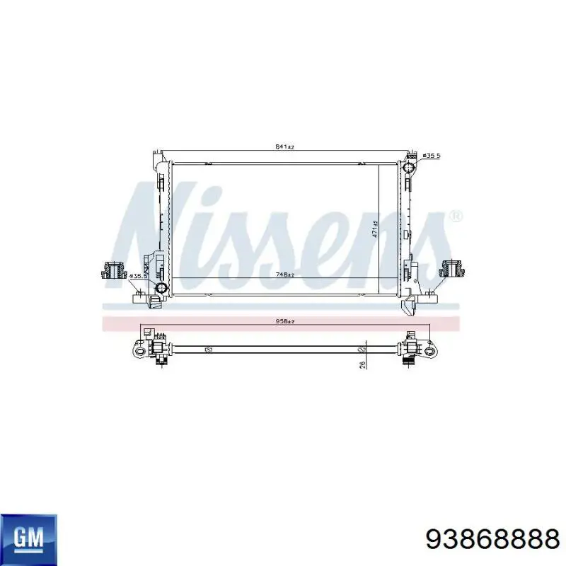 93868888 General Motors Radiador de esfriamento de motor