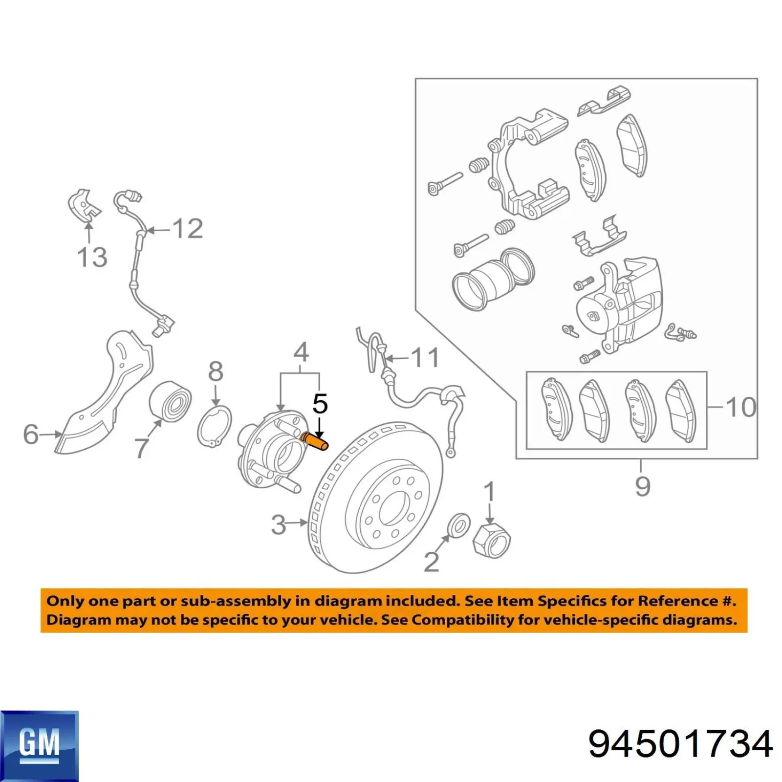 94501734 General Motors Prego de roda dianteiro