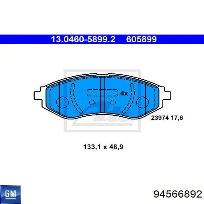 94566892 General Motors Sapatas do freio dianteiras de disco