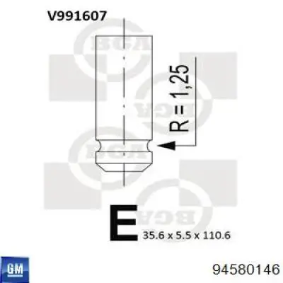 94580146 General Motors Válvula de admissão