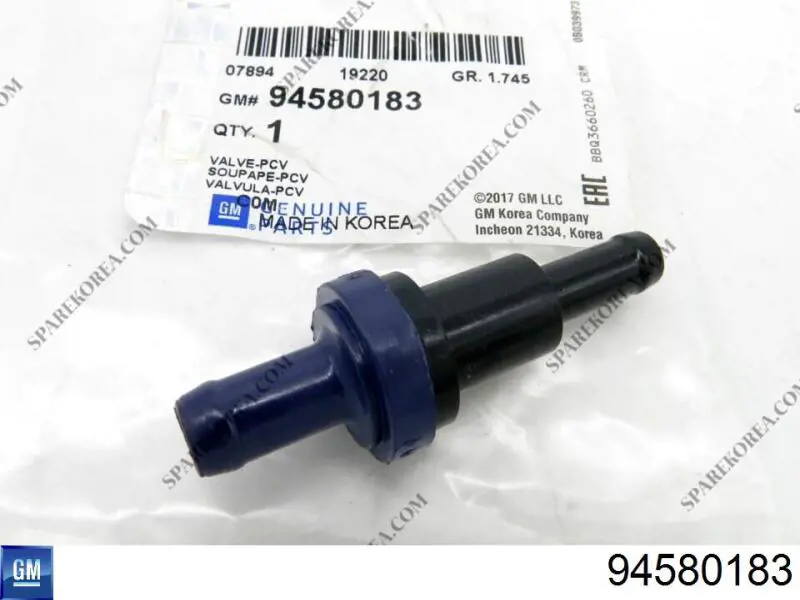 Válvula PCV de ventilação dos gases de cárter KAP 94580183
