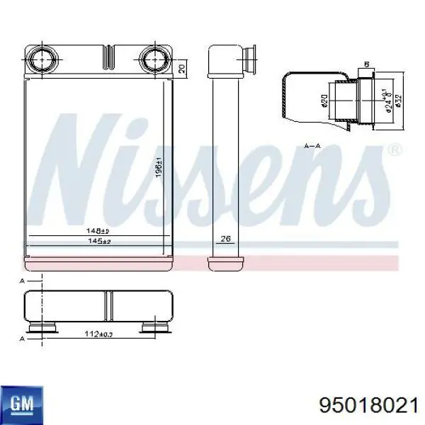Radiador de forno (de aquecedor) General Motors 95018021 preço, a partir de 53,86 USD