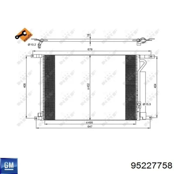 95227758 General Motors Radiador de aparelho de ar condicionado
