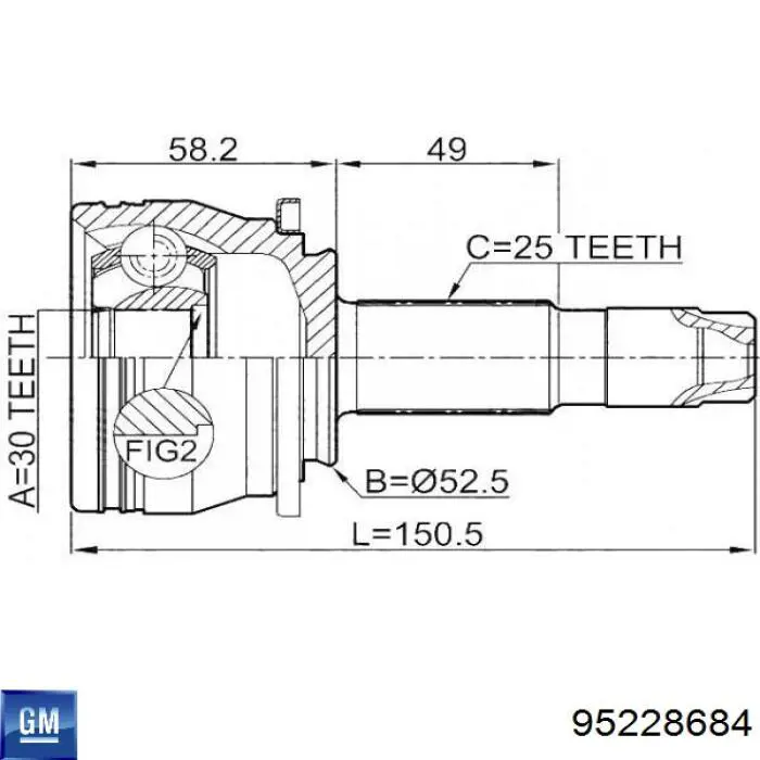 Junta homocinética externa dianteira General Motors 95228684 preço, a partir de 29,49 USD