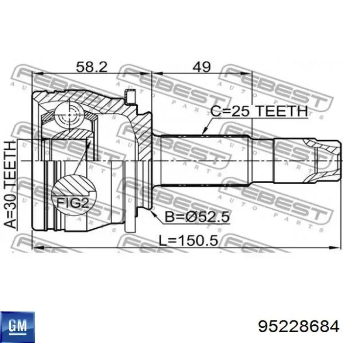 95228684 General Motors Junta homocinética externa dianteira