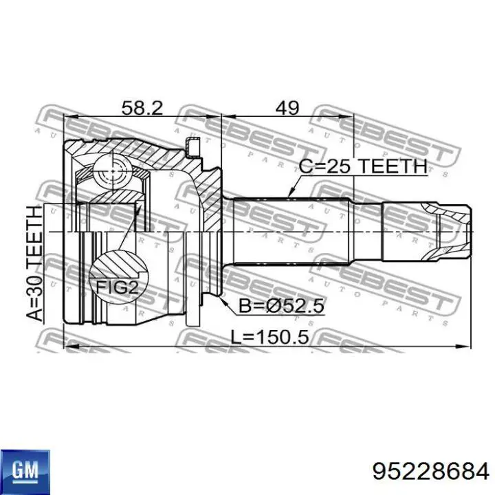 Compre 95228684 General Motors Junta homocinética externa dianteira