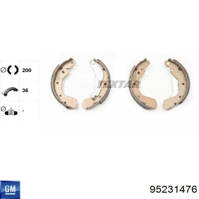 Compre 95231476 General Motors Sapatas do freio traseiras de tambor