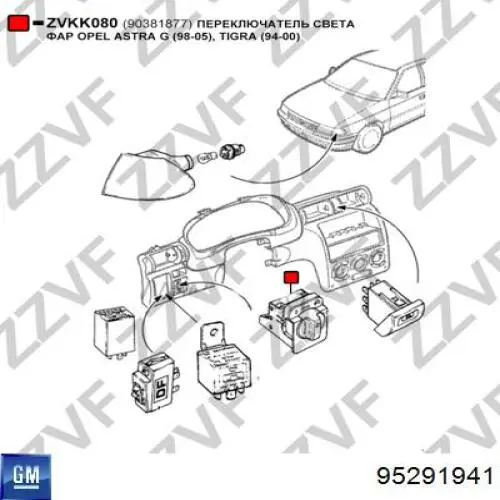 95291941 General Motors Comutador das luzes no "painel de instrumentos"