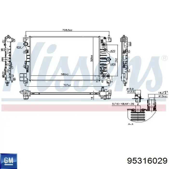 95316029 General Motors Radiador de esfriamento de motor