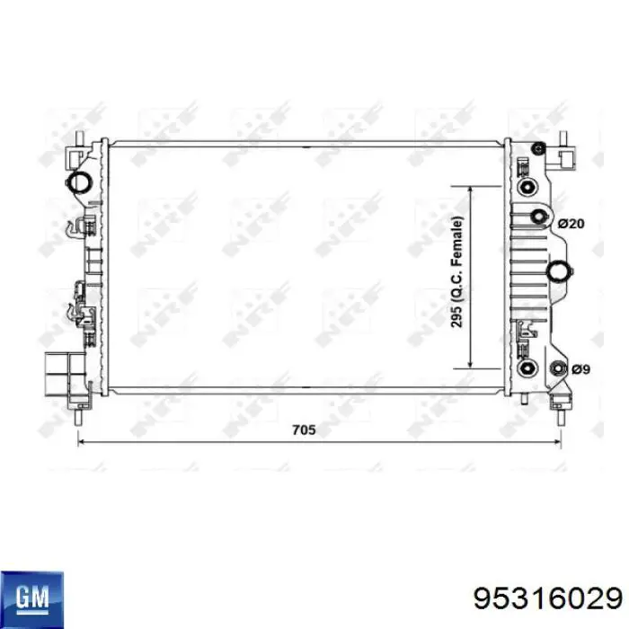 Compre 95316029 General Motors Radiador de esfriamento de motor
