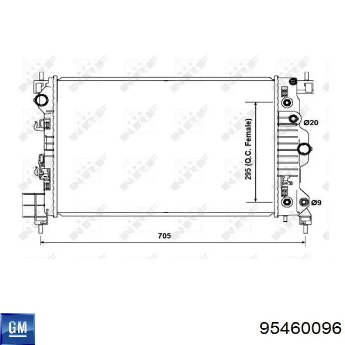 95460096 General Motors Radiador de esfriamento de motor