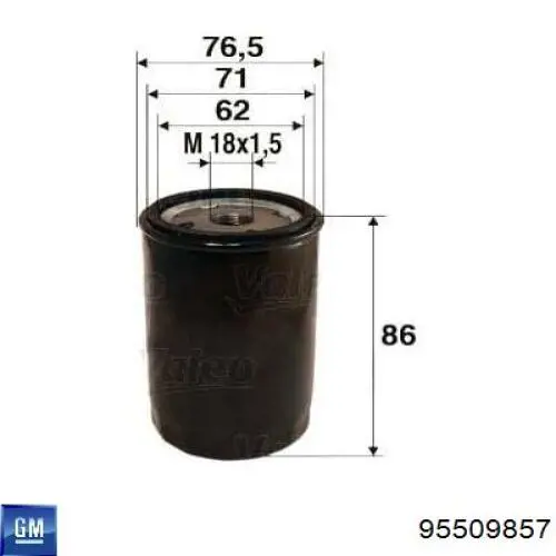 95509857 General Motors Caixa do filtro de óleo