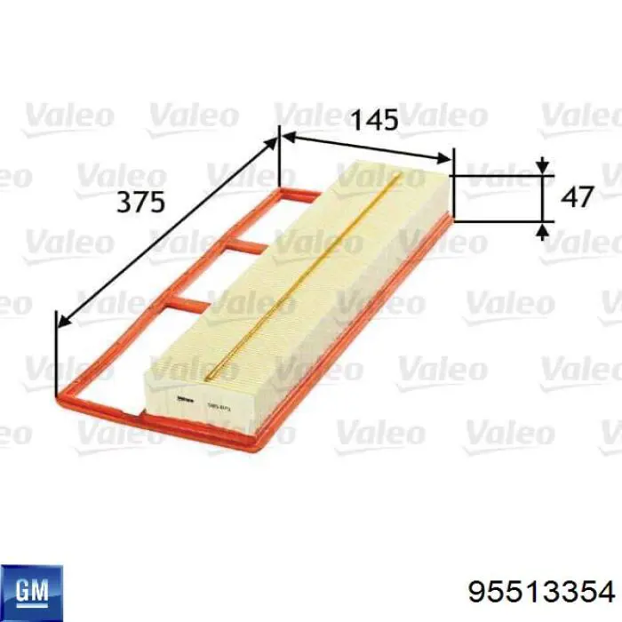 Filtro de ar 95513354 General Motors