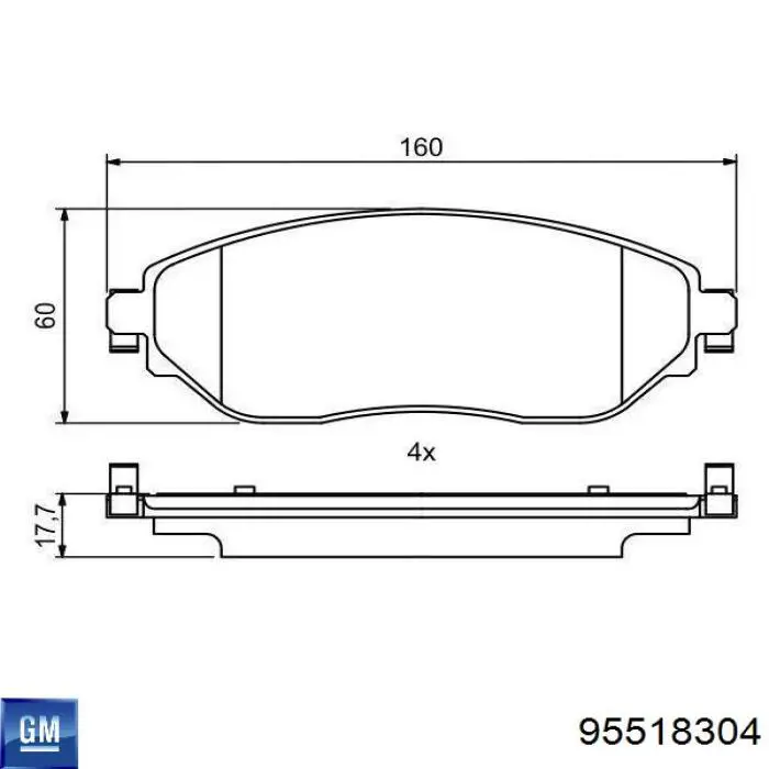 95518304 General Motors Sapatas do freio dianteiras de disco