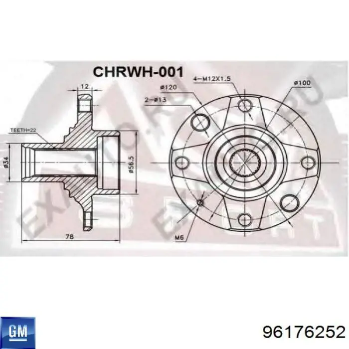 96176252 General Motors Cubo dianteiro