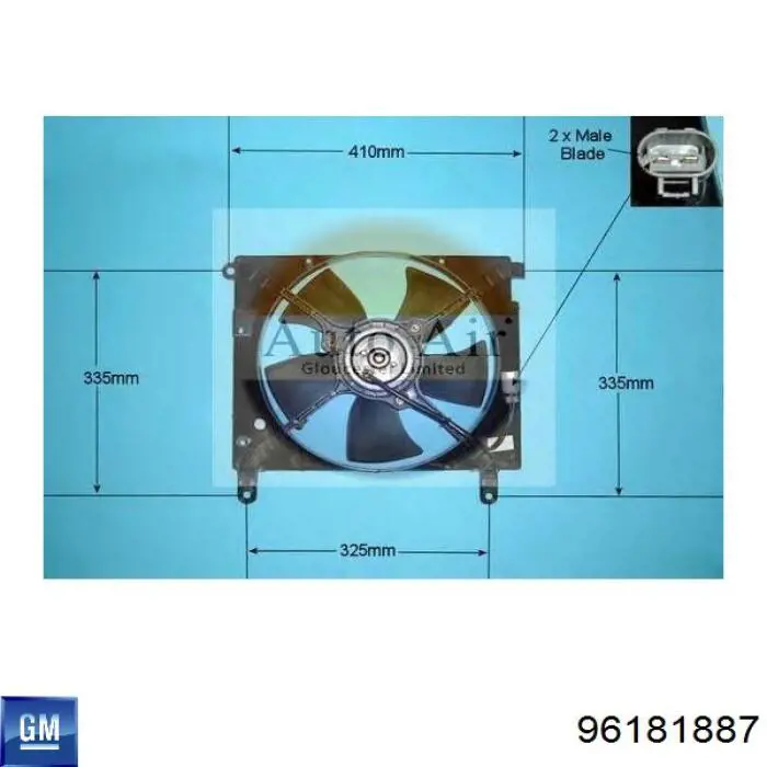 Compre 96181887 General Motors Difusor do radiador de esfriamento, montado com motor e roda de aletas