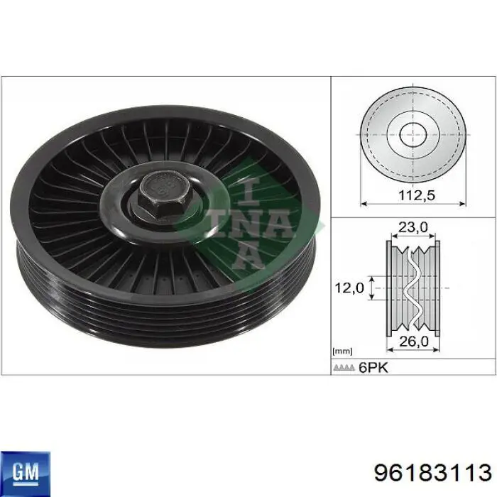 96183113 General Motors Rolo parasita da correia de transmissão