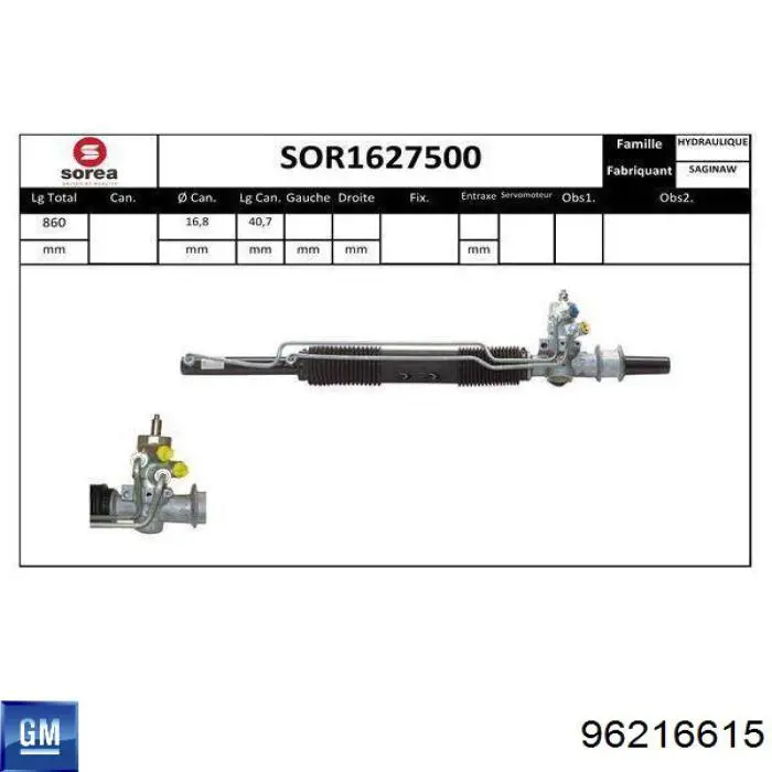 96216615 General Motors Cremalheira da direção