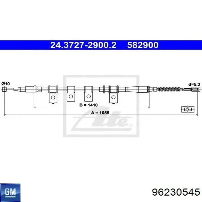 Compre 96230545 General Motors Cabo do freio de estacionamento traseiro esquerdo