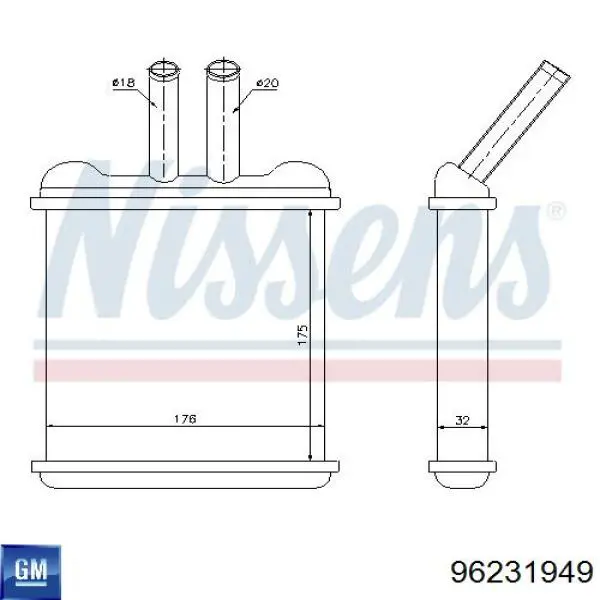 Radiador de forno (de aquecedor) General Motors 96231949 preço, a partir de 48,99 USD