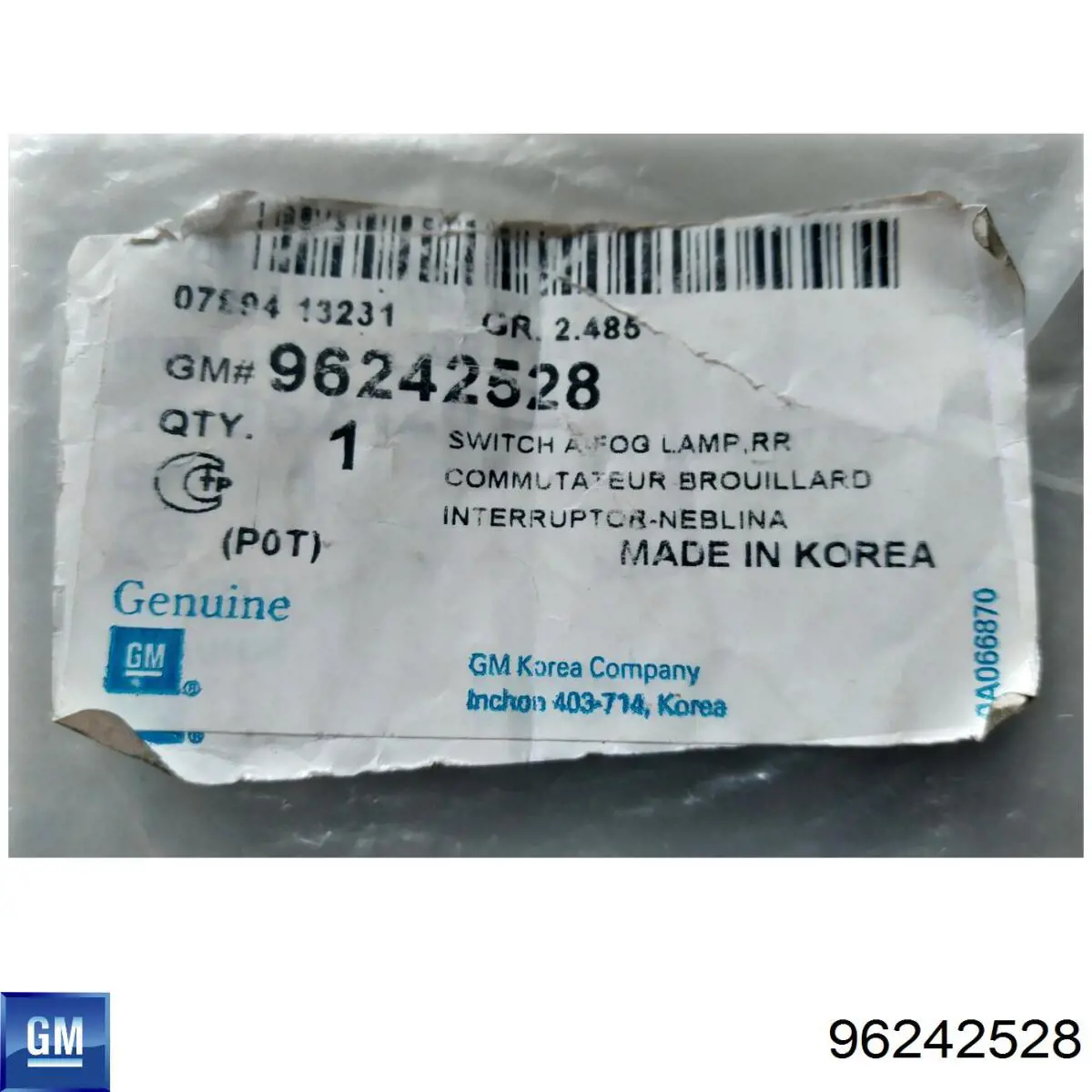 96242528 General Motors Botão de ativação das luzes de nevoeiro