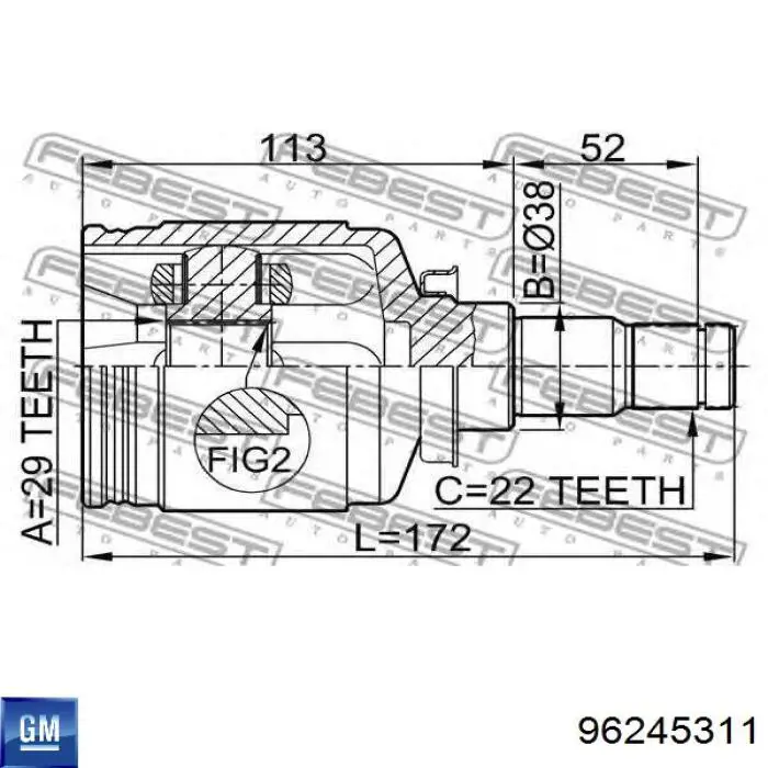 Compre 96245311 General Motors Junta homocinética interna dianteira