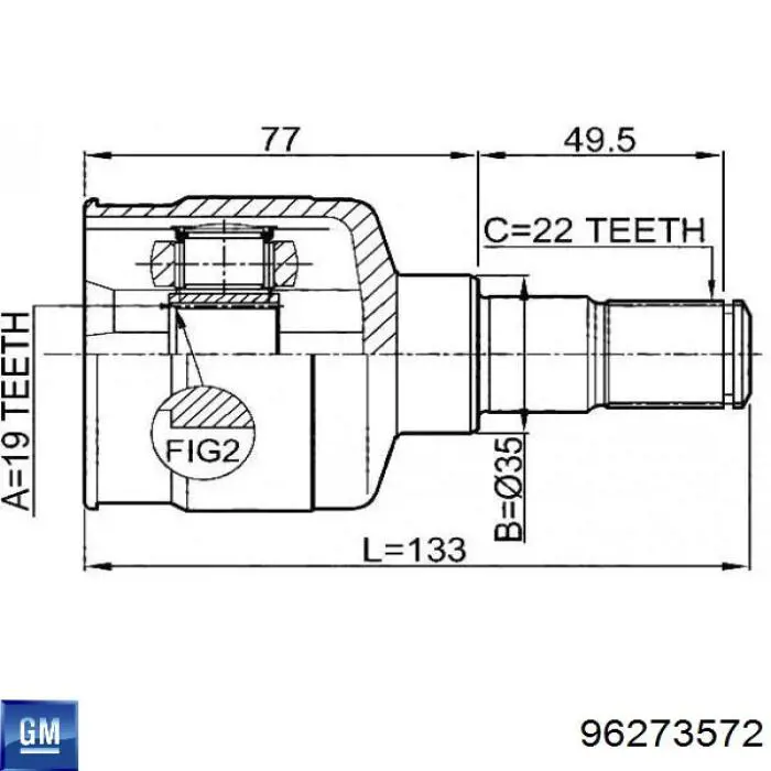96273572 General Motors Junta homocinética interna dianteira