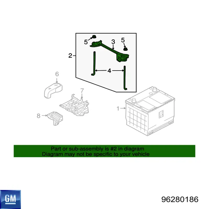 Compre 96280186 General Motors Fixação (suporte) de bateria recarregável