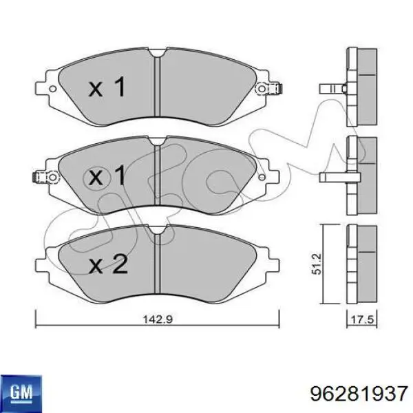 96281937 General Motors Sapatas do freio dianteiras de disco