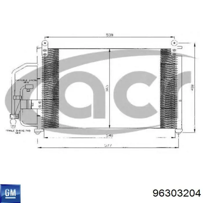Compre 96303204 General Motors Radiador de aparelho de ar condicionado
